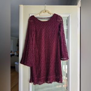 Design Lab Lord & Taylor Burgundy Lace Dress